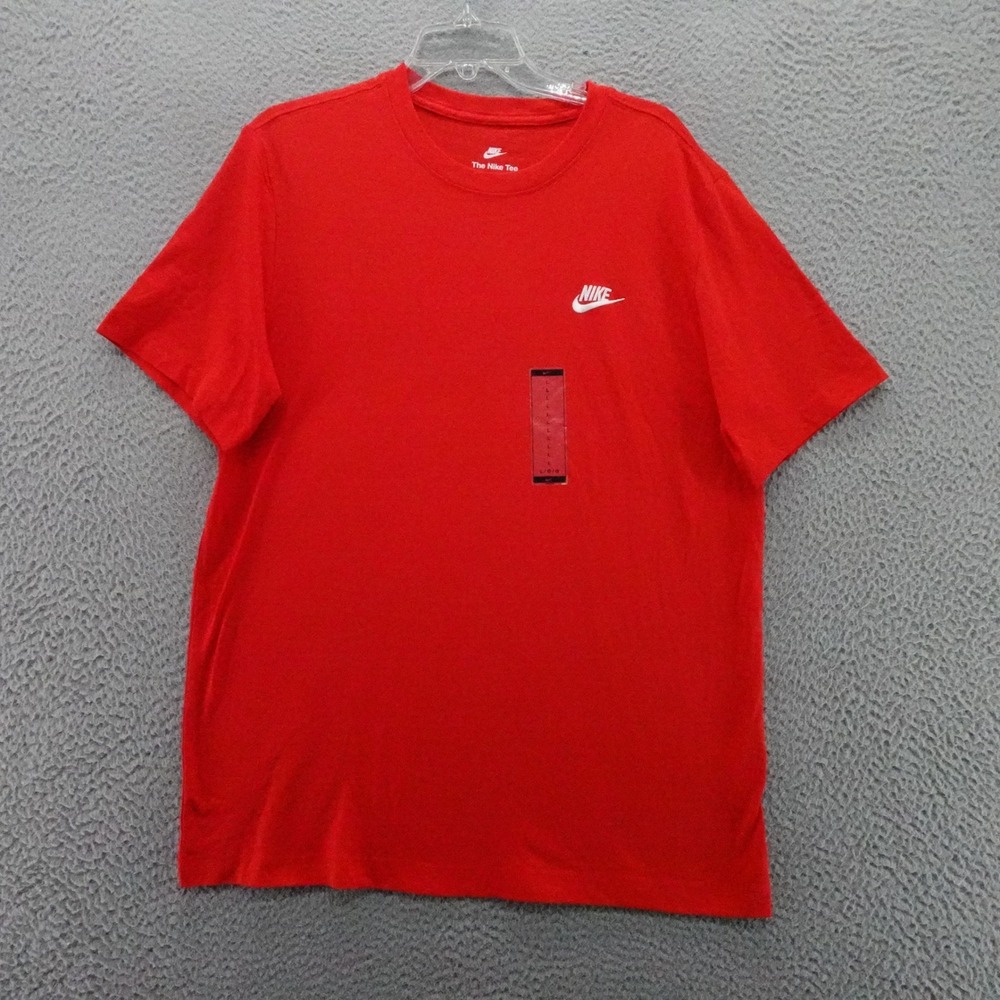 Nike Mens Tee Shirt Red Short Sleeve Embroidered Futura Logo Large NEW